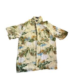 Hawaian shirt yellow, green size large